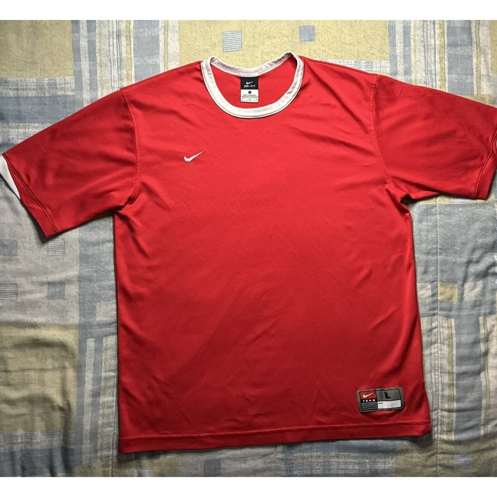 Nike Dri-Fit Mens Red Athletic Short Sleeve T-Shirt Large